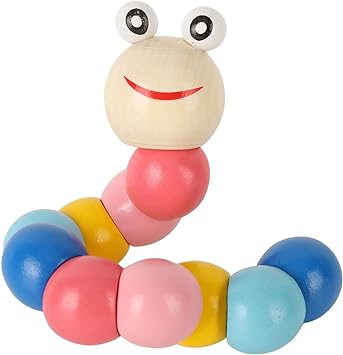 Wooden Twisting Caterpillar Twistable Worm Toy For Baby Infant Toddler