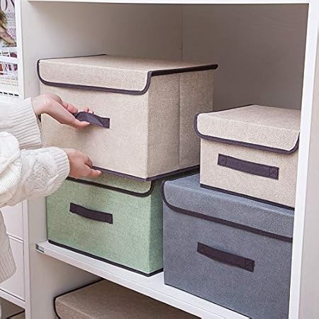 BSTMOME 4 Pack Foldable Storage Boxes with Lids