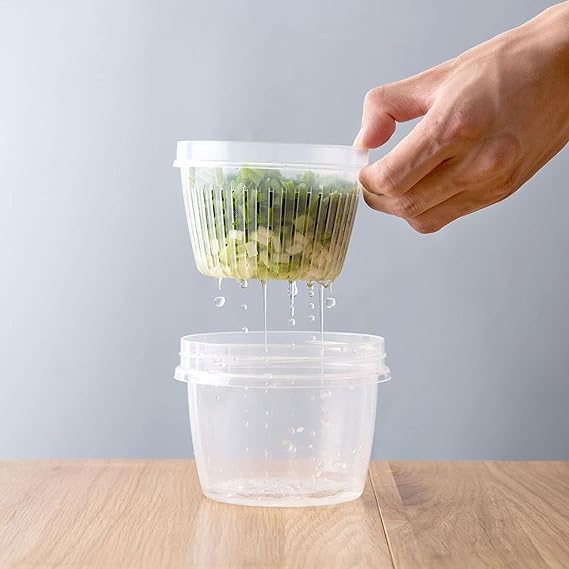 Small Round Food Storage Container with Strainer