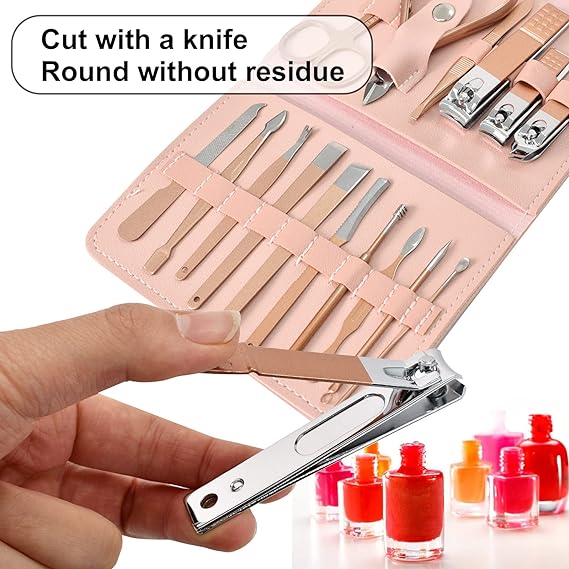 16 PCs Nail Clipper/Manicure & Pedicure Kit-Rose