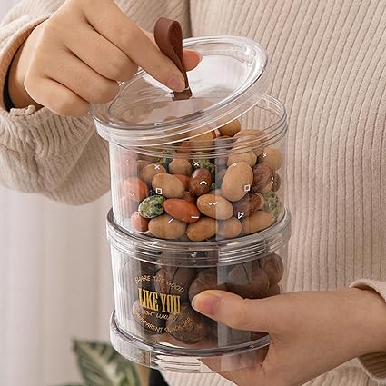 3 PCs set Kitchen Transparent Sealed Jar Cereal Snack Nuts Storage Container