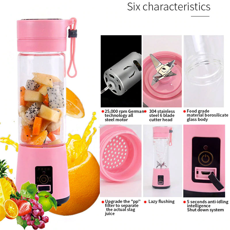 Portable Chargeable Travel Juicer Blender 6 Blade