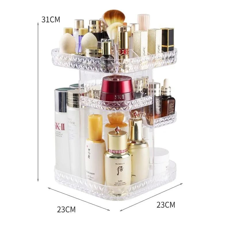 360 Degree Rotating Countertop Cosmetics Storage Display for Lipsticks Perfumes Skincare large (SQUARE)