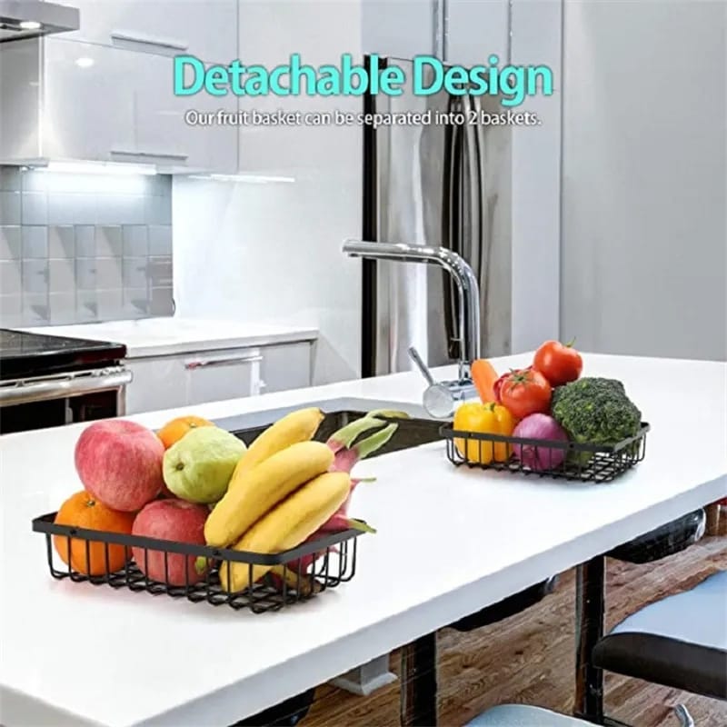 2-Tier Countertop Fruit Basket Storage, Vegetable Rack for Kitchen, Black