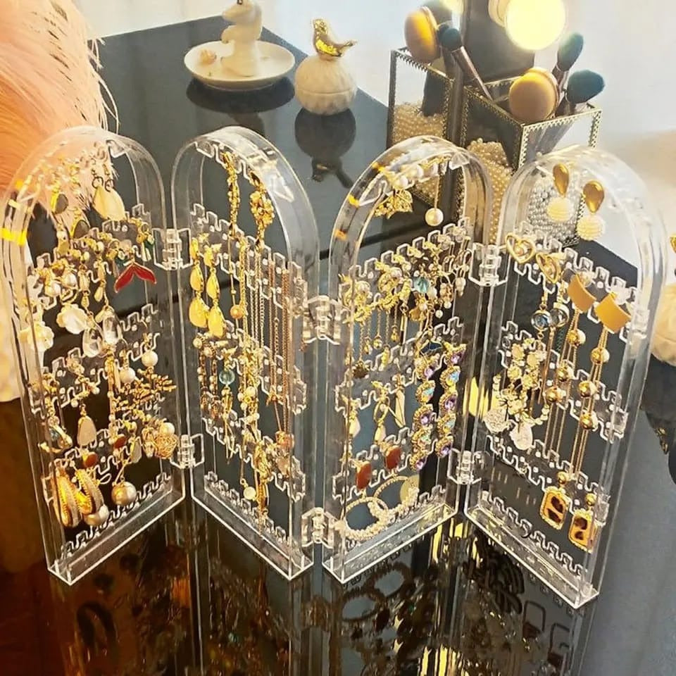 4 Doors Foldable Screen Necklace Display Rack