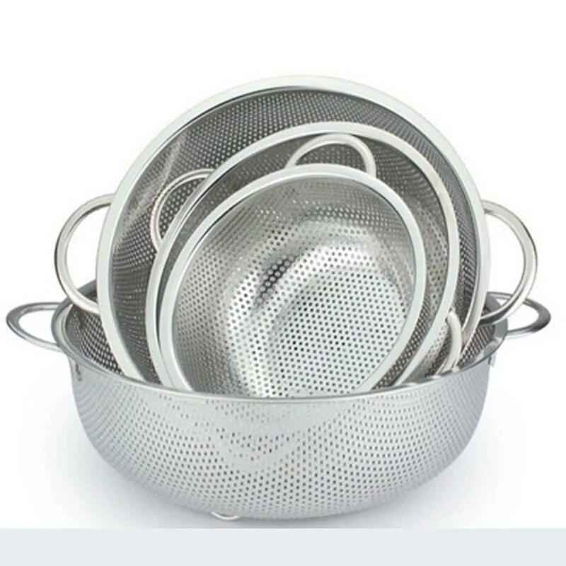 RICE COLANDER WITH 2 HANDLES STAINLESS STEEL POLISHED (NON-MAGNETIC 🧲)