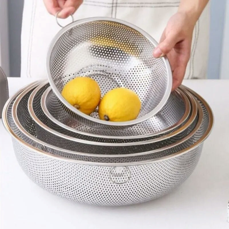 RICE COLANDER WITH 2 HANDLES STAINLESS STEEL POLISHED (NON-MAGNETIC 🧲)