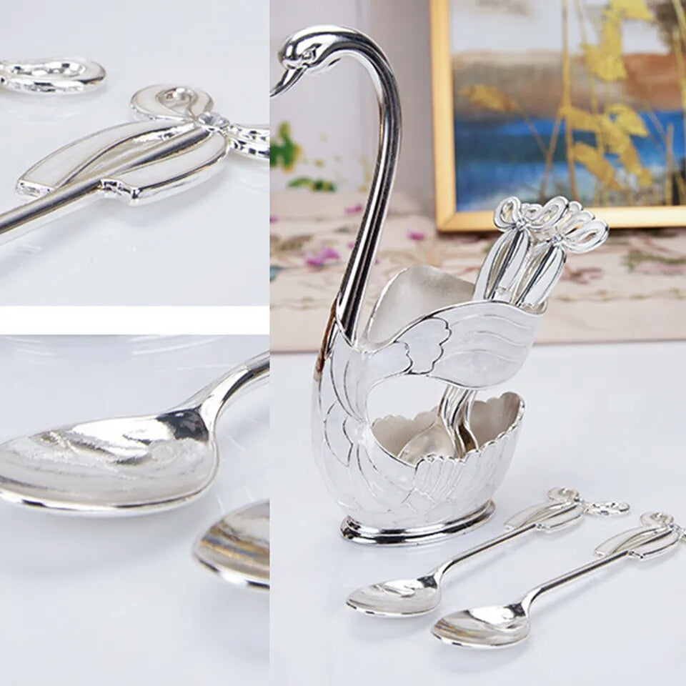 Duck shape spoon holder with spoon