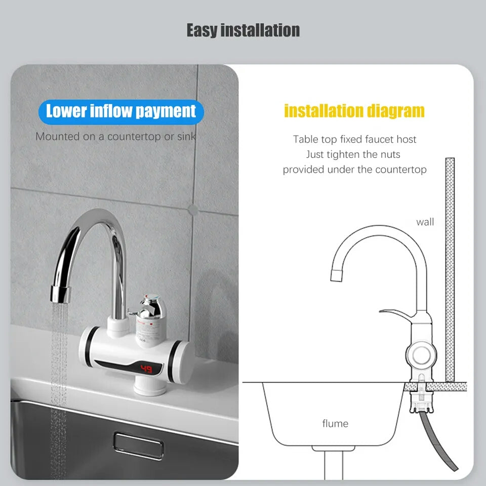 Electric Heating Faucet - Rotatable Bathroom Temperature Display