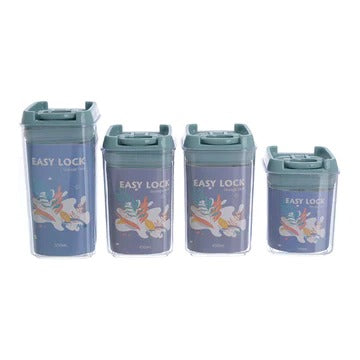 Set Of 4 Easy Lock Storage Tank, Acrylic Condiment Seasoning Set, Airtight (400ml, 600ml, 800ml, 1000ml)