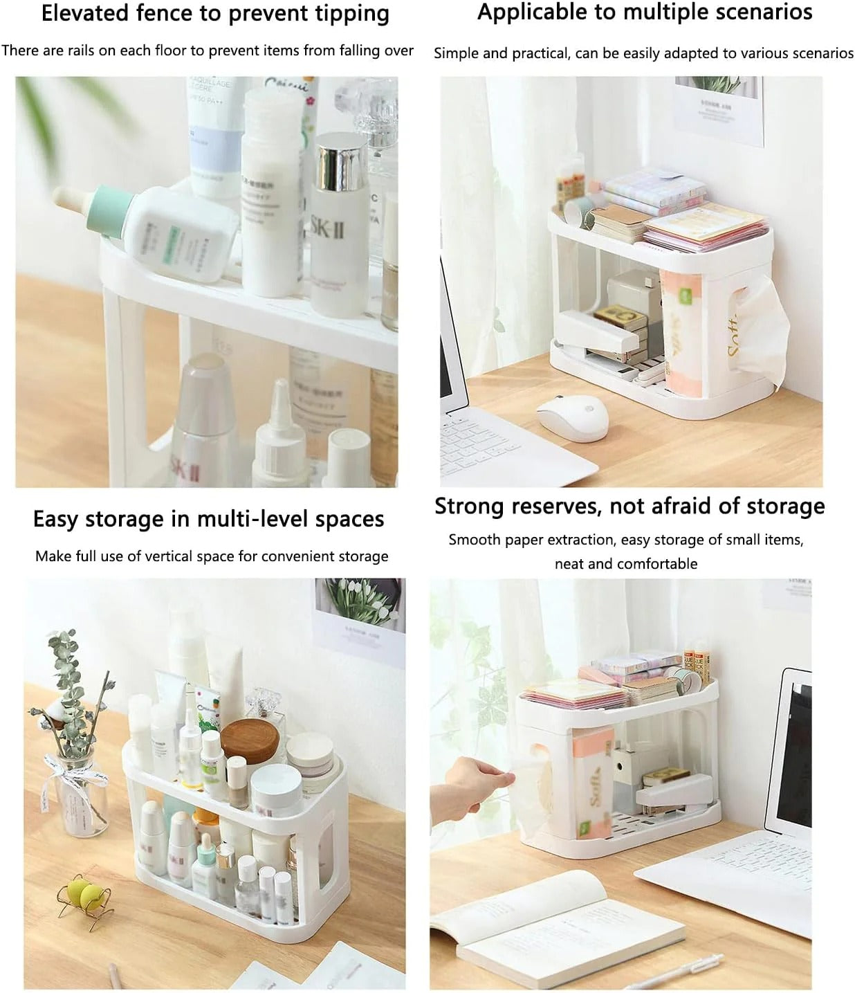 Plastic Desk Shelf, Multifunctional Double Layer Shelve