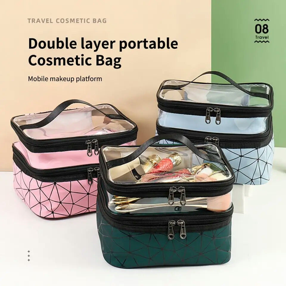 Makeup Bags Double Layer Travel Cosmetic Cases Make up Organizer