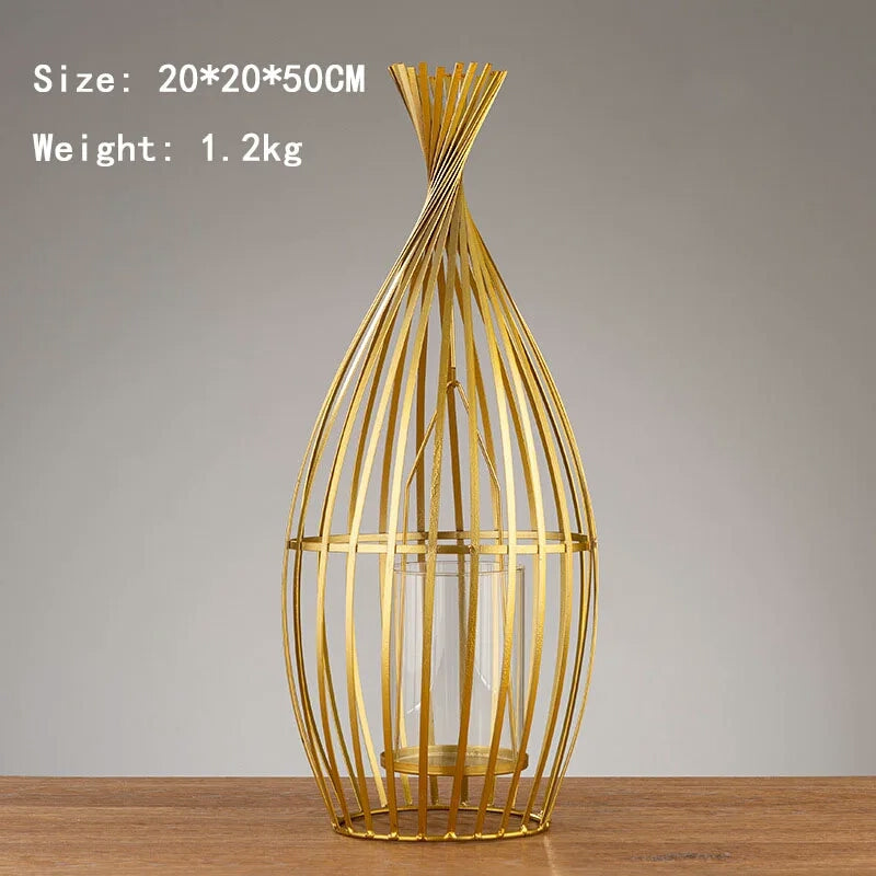 European  decorations gold light luxury Iron Candle Stand With Candle