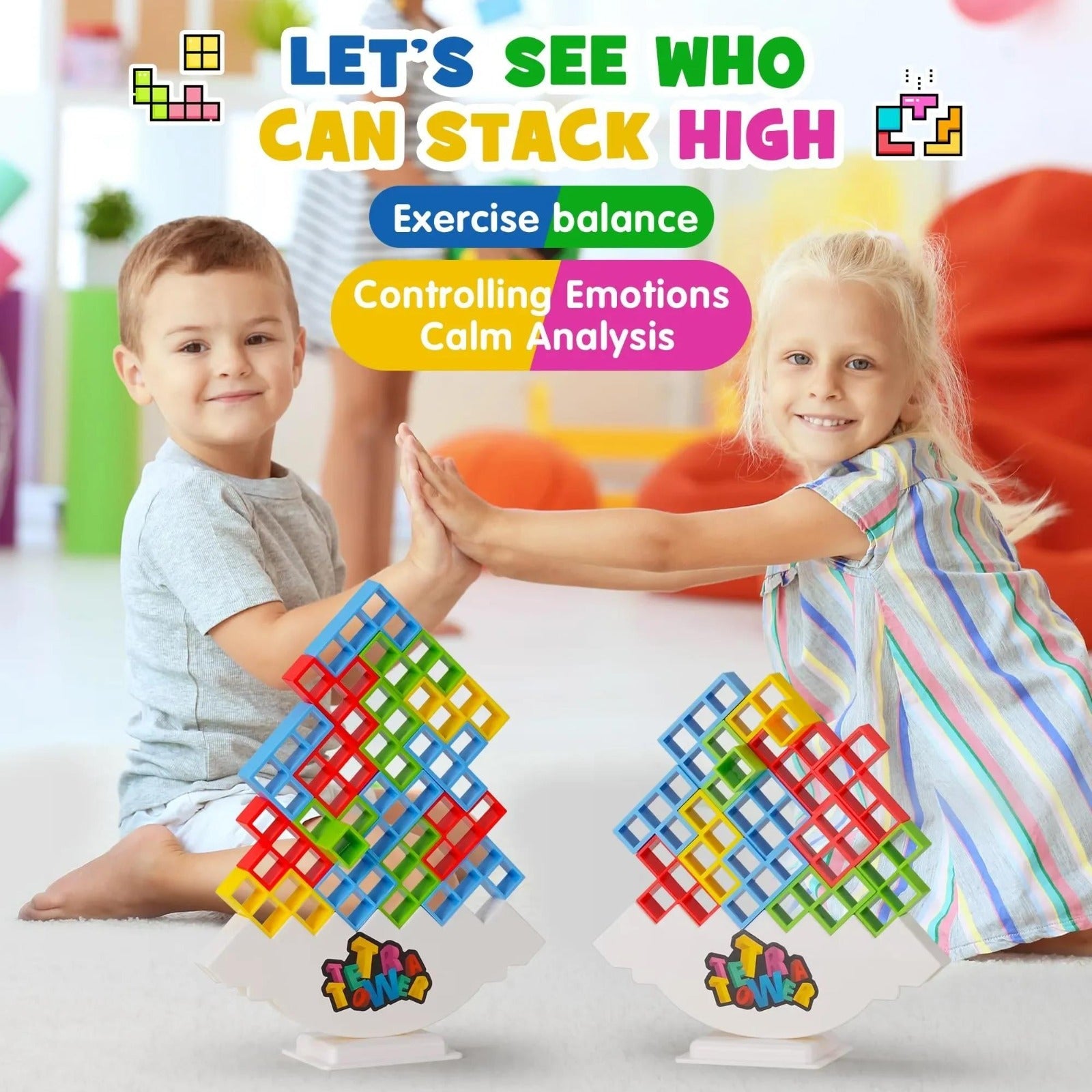 Russian Building Blocks Tetra Tower Game Stacking Toys Balance Tower Puzzle Board Game Kids DIY
