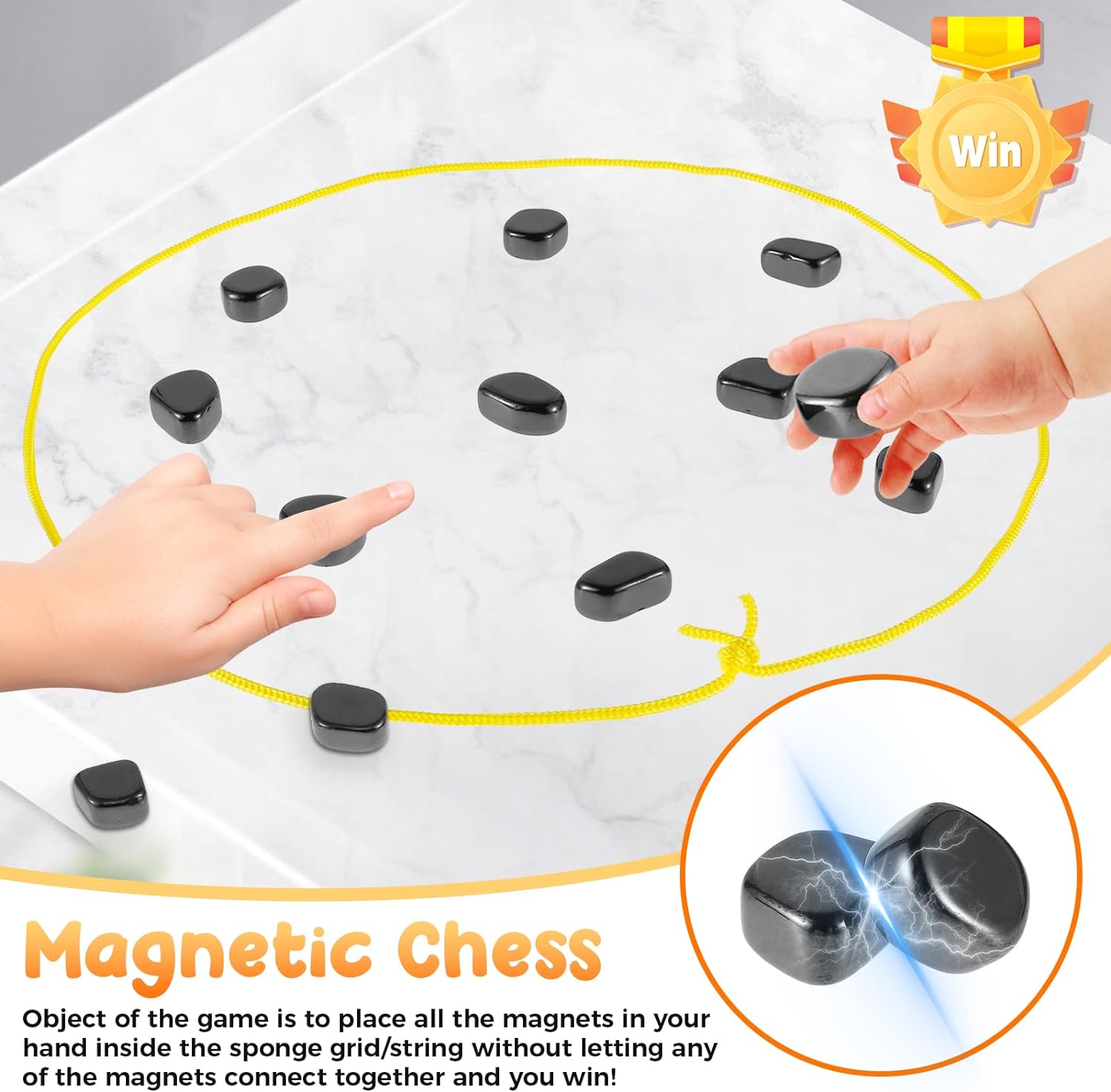 18pcs Magnetic Chess Game, Fun Table Top Magnet Game with String