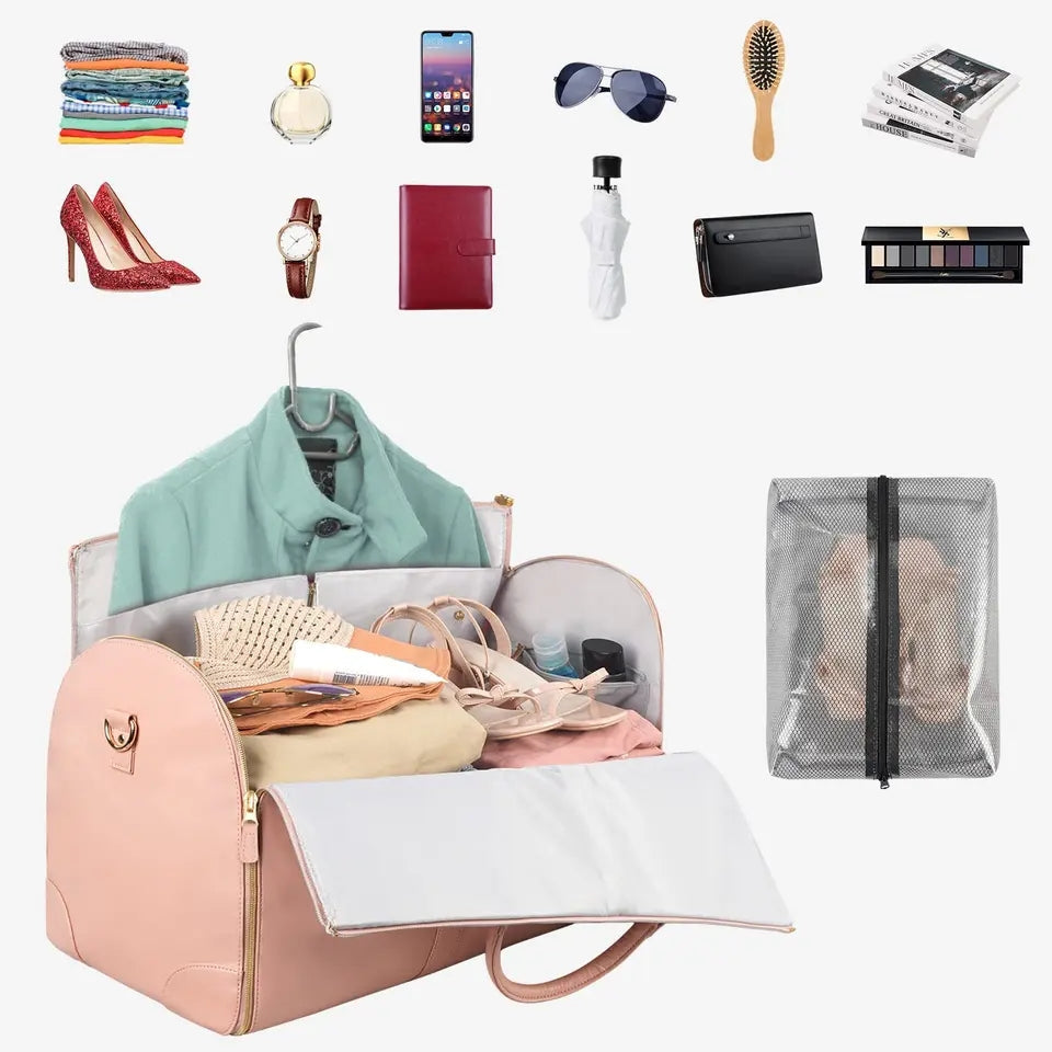 Fashion Large PU Folding Suit Storage Bag High Capacity Luggage Hand bag