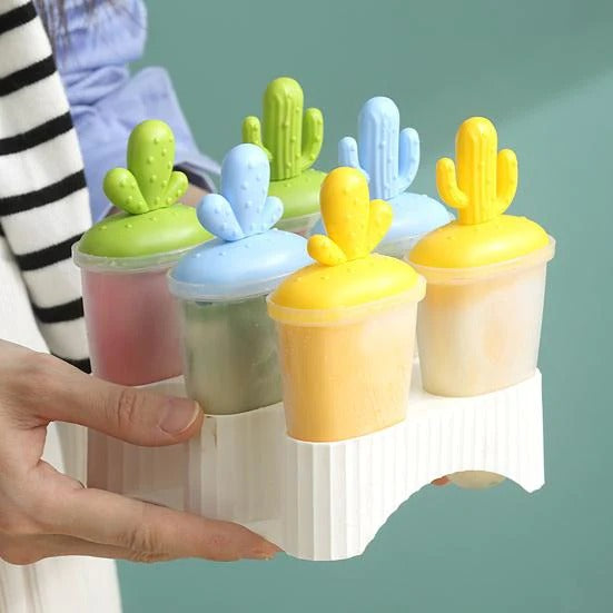 Set Of 6 Cactus Popsicle Maker, Reusable Ice Cream Mold