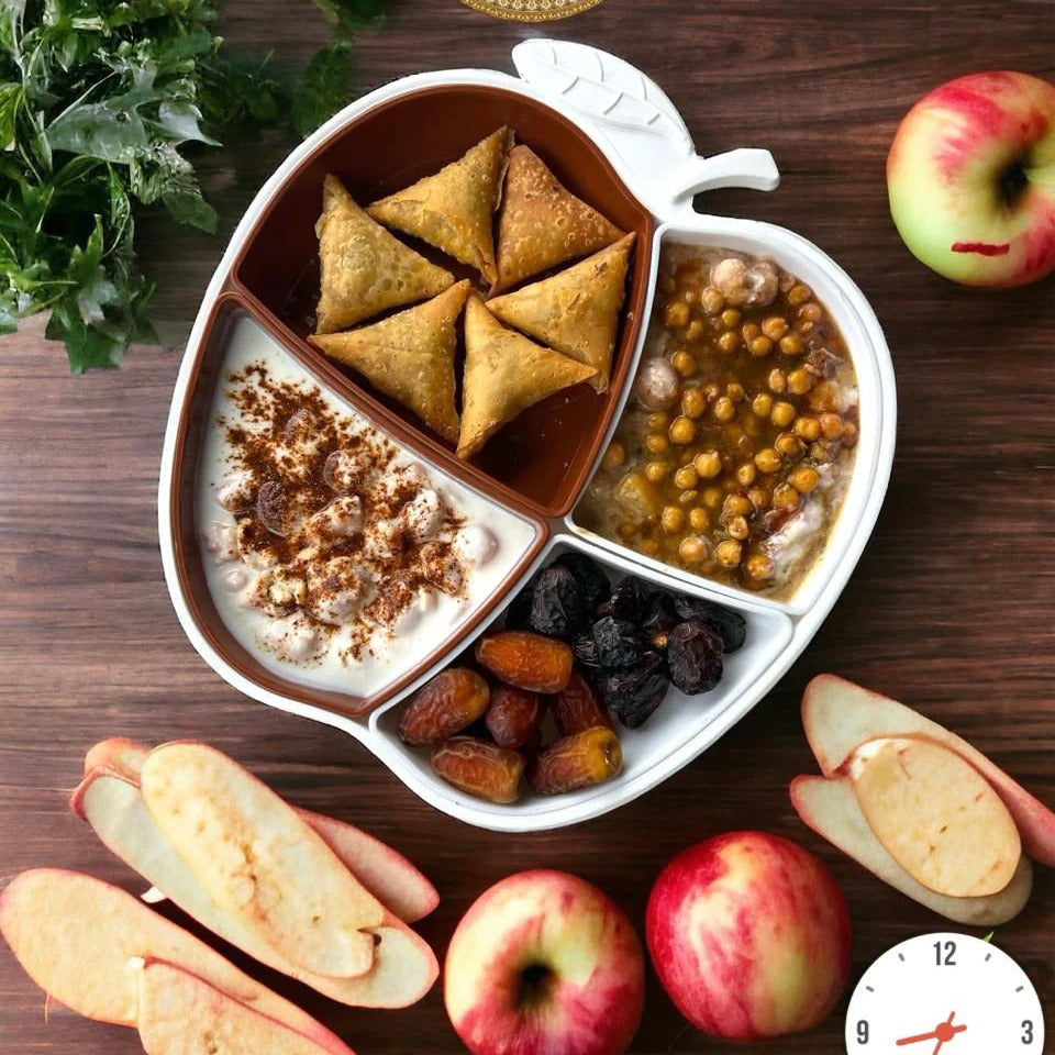 Apple Shaped Iftar Tray, 4 Compartment Food Plate