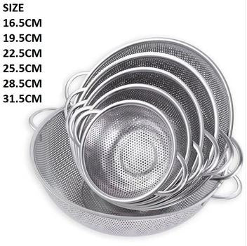 Set Of 6 Stainless Steel Punching Basket, Kitchen Steel Mesh Strainer Colander Set