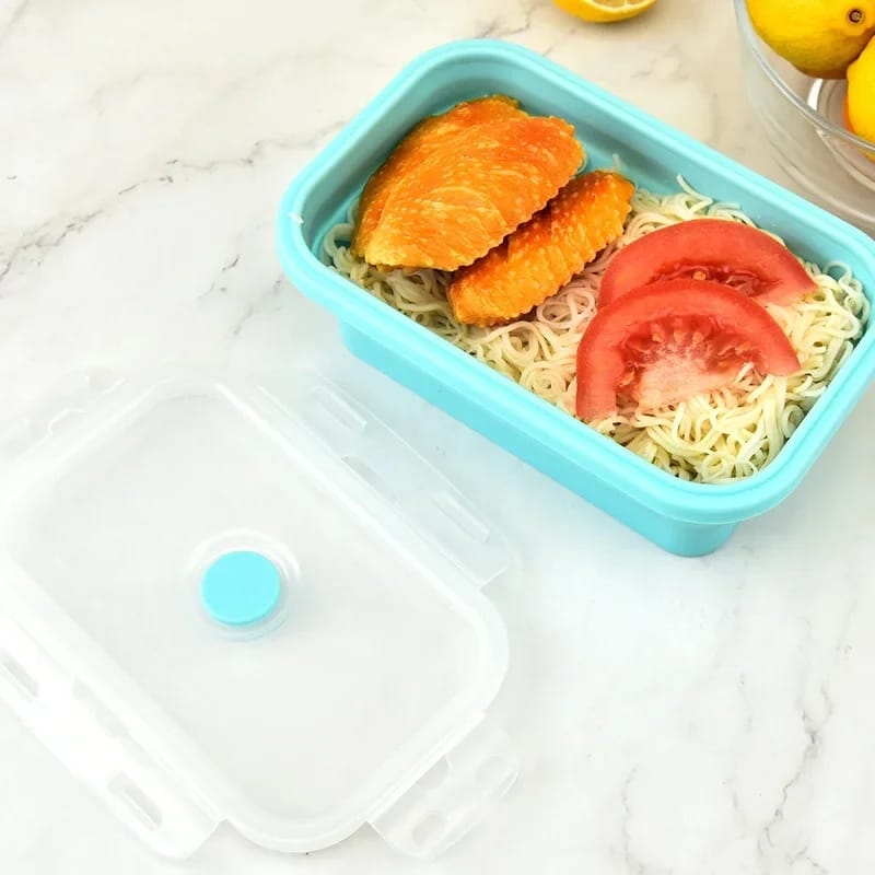 4Pcs Set Square Folding Silicone Lunch Box Portable Food Box