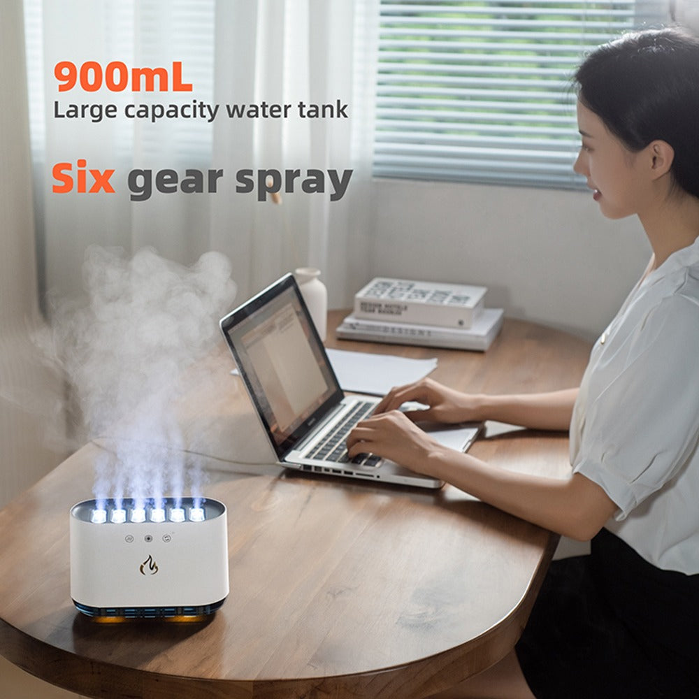 900ml Dynamic Flame Aroma Diffuser Humidifiers with music