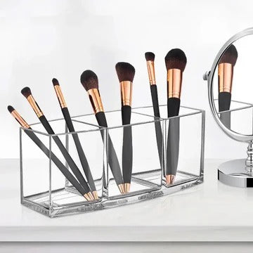 3 Grid Acrylic Makeup Brush Organizer