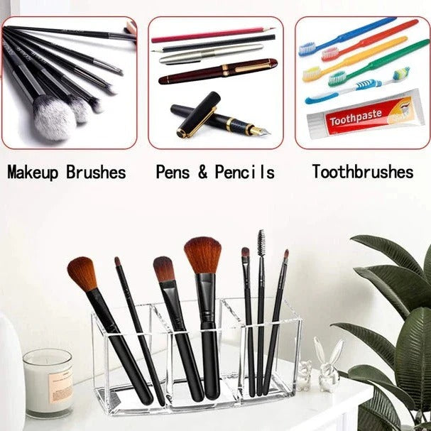 3 Grid Acrylic Makeup Brush Organizer