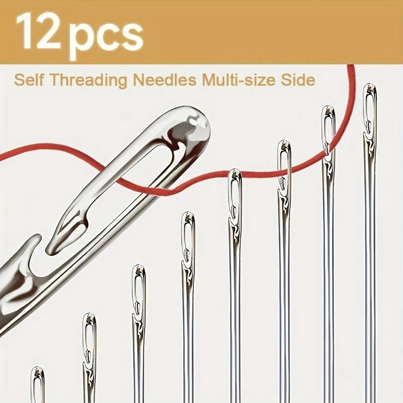 Wooden Needle Case, 30 Pcs Side Hole Blind Sewing Needles