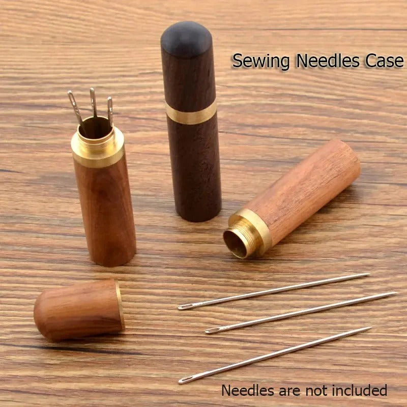 Wooden Needle Case, 30 Pcs Side Hole Blind Sewing Needles