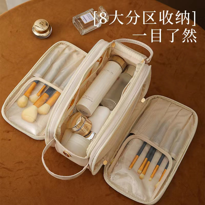 New Large Capacity PU Leather Travel Cosmetic Bag For Women Makeup Bag