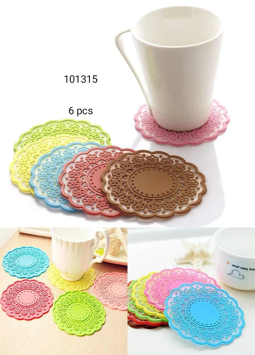 6pcs Semi-Transparent Candy Color Cup Mat